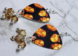 Blind Melon Guitar Pick Earrings with Metallic Sunshine Swarovski Crystal Dangles