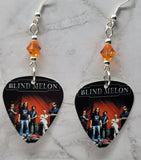 Blind Melon Guitar Pick Earrings with Orange Swarovski Crystals