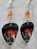 Blind Melon Guitar Pick Earrings with Orange Swarovski Crystals