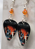 Blind Melon Guitar Pick Earrings with Orange Swarovski Crystals