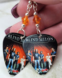 Blind Melon Guitar Pick Earrings with Orange Swarovski Crystals