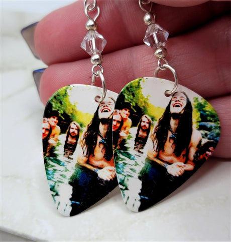 Blind Melon Guitar Pick Earrings with Clear Swarovski Crystals
