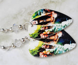 Blind Melon Guitar Pick Earrings with Clear Swarovski Crystals