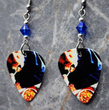 Blind Melon Soup Guitar Pick Earrings with Blue Swarovski Crystals