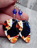 Blind Melon Soup Guitar Pick Earrings with Blue Swarovski Crystals