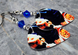 Blind Melon Soup Guitar Pick Earrings with Blue Swarovski Crystals