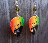 Blink 182 Group Picture Guitar Pick Earrings with BiColor Swarovski Crystals