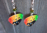 Blink 182 Group Picture Guitar Pick Earrings with BiColor Swarovski Crystals