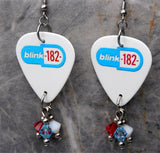 Blink 182 Guitar Pick Earrings with Swarovski Crystal Dangles