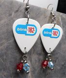 Blink 182 Guitar Pick Earrings with Swarovski Crystal Dangles