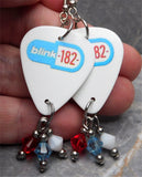 Blink 182 Guitar Pick Earrings with Swarovski Crystal Dangles