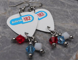 Blink 182 Guitar Pick Earrings with Swarovski Crystal Dangles