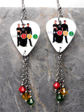 Blink 182 Group Picture Guitar Pick Earrings with Swarovski Crystal Dangles