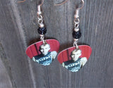 Blink 182 Travis Barker Guitar Pick Earrings with Black Pave Beads