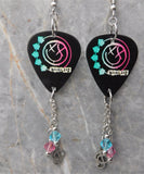 Blink 182 Self Titled Album Black Guitar Pick Earrings with Swarovski Crystal Dangles