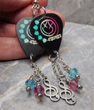 Blink 182 Self Titled Album Black Guitar Pick Earrings with Swarovski Crystal Dangles