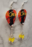 Blondie Good Boys Guitar Pick Earrings with Yellow Opal Swarovski Crystal Dangle