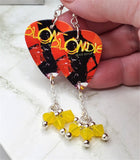 Blondie Good Boys Guitar Pick Earrings with Yellow Opal Swarovski Crystal Dangle