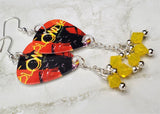 Blondie Good Boys Guitar Pick Earrings with Yellow Opal Swarovski Crystal Dangle