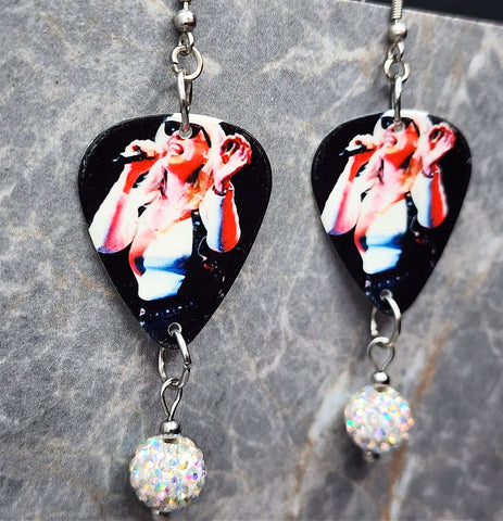 Blondie Guitar Pick Earrings with White AB Pave Beads