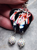 Blondie Guitar Pick Earrings with White AB Pave Beads