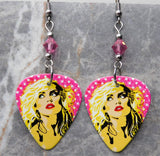 Blondie Guitar Pick Earrings with Pink Swarovski Crystals
