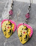 Blondie Guitar Pick Earrings with Pink Swarovski Crystals