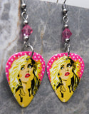 Blondie Guitar Pick Earrings with Pink Swarovski Crystals
