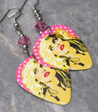 Blondie Guitar Pick Earrings with Pink Swarovski Crystals