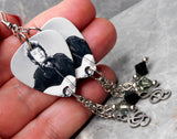 Bob Dylan Guitar Pick Earrings with Stainless Steel Clef Charms and Swarovski Crystal Dangles