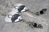 Bob Dylan Guitar Pick Earrings with Stainless Steel Clef Charms and Swarovski Crystal Dangles