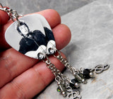 Bob Dylan Guitar Pick Earrings with Stainless Steel Clef Charms and Swarovski Crystal Dangles