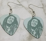 Bob Marley Gray Scale Guitar Pick Earrings