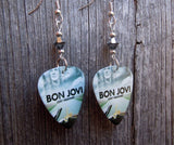 Bon Jovi Lost Highway Album Guitar Pick Earrings with Silver Swarovski Crystals