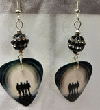 Bon Jovi The Circle Guitar Pick Earrings with Striped Pave Beads