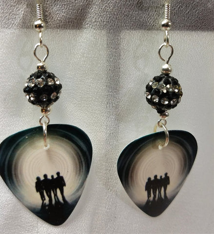 Bon Jovi The Circle Guitar Pick Earrings with Striped Pave Beads