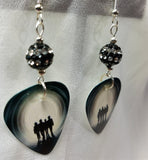 Bon Jovi The Circle Guitar Pick Earrings with Striped Pave Beads