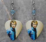 Jon Bon Jovi Guitar Pick Earrings with Aqua Swarovski Crystals