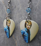 Jon Bon Jovi Guitar Pick Earrings with Aqua Swarovski Crystals