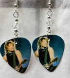 Jon Bon Jovi on Stage Guitar Pick Earrings with Clear Swarovski Crystals