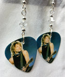Jon Bon Jovi on Stage Guitar Pick Earrings with Clear Swarovski Crystals