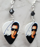 Tico Torres of Bon Jovi Guitar Pick Earrings with Black Swarovski Crystals