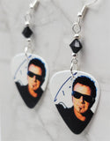 Tico Torres of Bon Jovi Guitar Pick Earrings with Black Swarovski Crystals