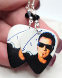 Tico Torres of Bon Jovi Guitar Pick Earrings with Black Swarovski Crystals