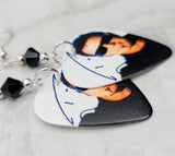 Tico Torres of Bon Jovi Guitar Pick Earrings with Black Swarovski Crystals