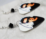 Tico Torres of Bon Jovi Guitar Pick Earrings with Black Swarovski Crystals