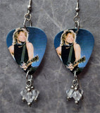 Jon Bon Jovi on Stage Guitar Pick Earrings with Clear Swarovski Crystal Dangles