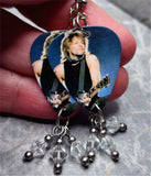 Jon Bon Jovi on Stage Guitar Pick Earrings with Clear Swarovski Crystal Dangles