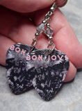 Bon Jovi Slippery When Wet Guitar Pick Earrings with Silver Swarovski Crystals