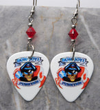 Bon Jovi Forever Guitar Pick Earrings with Red Swarovski Crystals